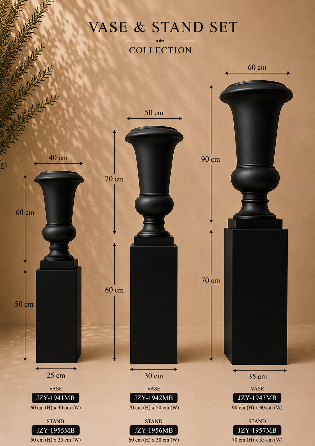 Black Vase with Stand